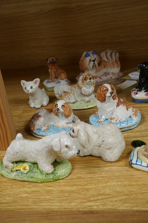 A collection of Basil Matthews figures of dogs, cats, a deer, a foal, pig etc, largest 9.5cm wide